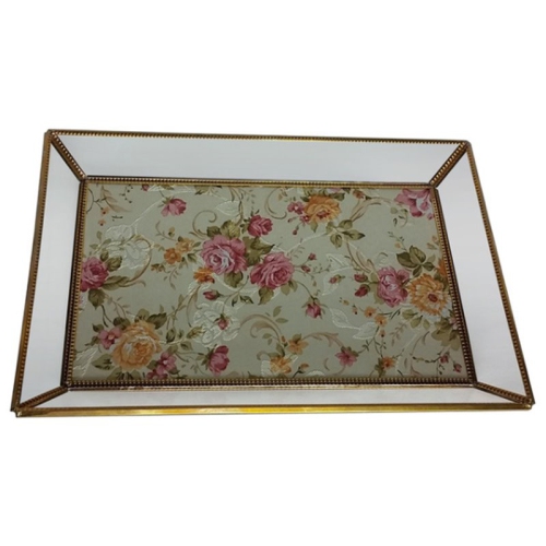 Jiallo Mandarin Elegant Design Modern Metal Tray in Gold/Multi-Color