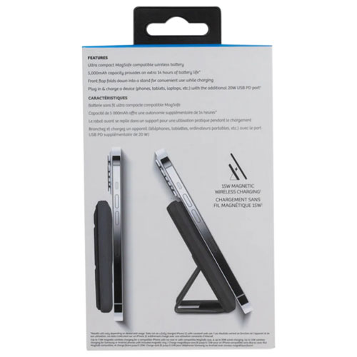 Chargeur portable USB-C de 5000 mAh Piston Power Stance de LOGiiX avec MagSafe - Noir