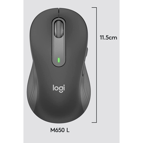 Refurbished Logitech Signature M650 L Full Size Wireless Mouse - For Large Sized Hands, Silent Clicks