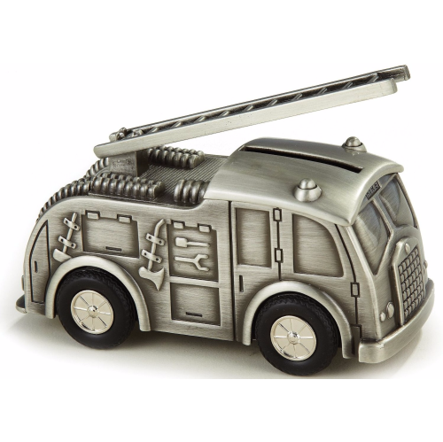 Elegance Pewter PlatedFire Truck Bank