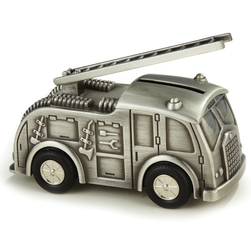 Elegance Pewter PlatedFire Truck Bank