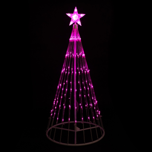 NORTHLIGHT  Led Lighted Show Cone Christmas Tree Outdoor Decoration - 4' - In Pink