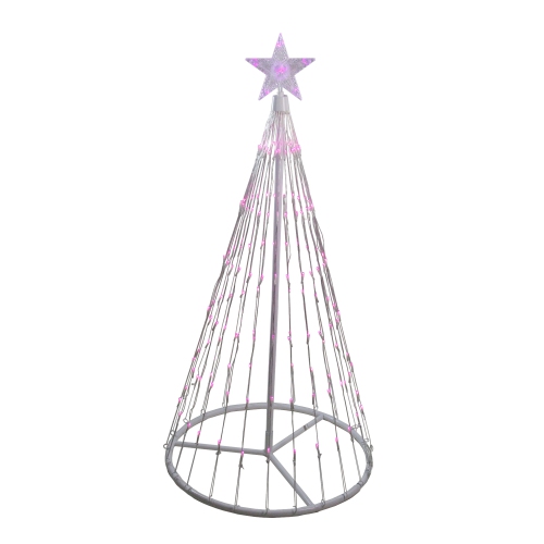 LED Lighted Show Cone Christmas Tree Outdoor Decoration - 4' - Pink