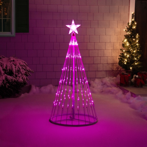 LED Lighted Show Cone Christmas Tree Outdoor Decoration - 4' - Pink
