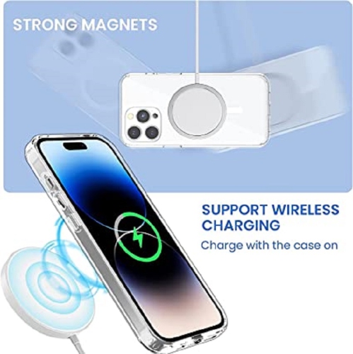 Yodha Fusion Magnetic Compatible with iPhone 14/13 Crystal Clear Shockproof Bumper Cover Compatible with MagSafe (Not Yellowing)
