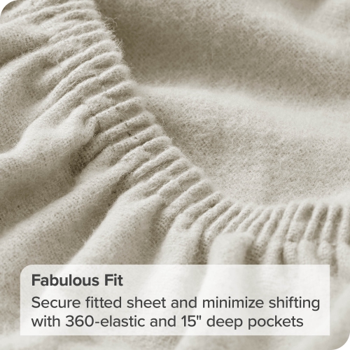 Bare Home Flannel Sheet Set 100% Cotton, Velvety Soft Heavyweight - Double Brushed Flannel - Deep Pocket