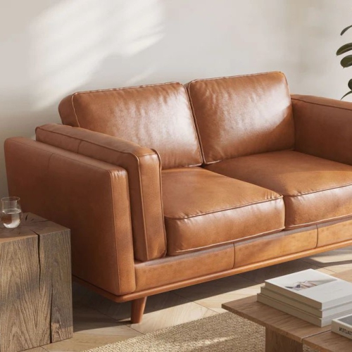 Valencia Artisan Top Grain Leather Loveseat, Cognac