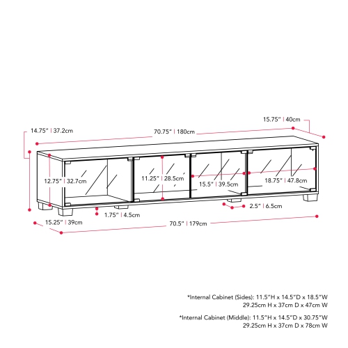 CorLiving Bromley Modern Black TV Stand, TV Table Stand - TVS UP TO 85"