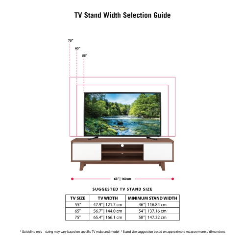 CorLiving TFF-552-B Fort Worth White and Brown Wood Grain Finish TV Stand for TV's up to 68"