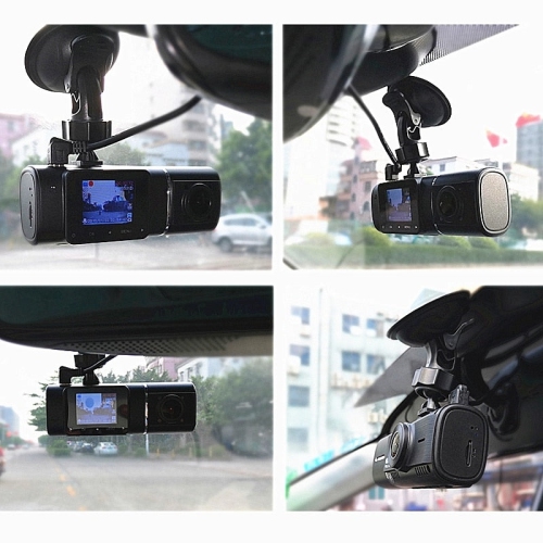 GPS Dual Car Dash Cam Front And Inside 24 Hr Parking Monitor Buck Line Included Full HD 1080P Video Recorder IR Night Vision 310° Wide Angle By