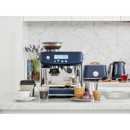 Refurbished - Breville Barista Pro Espresso Machine with Frother & Coffee Grinder - Damson Blue - Remanufactured by Breville