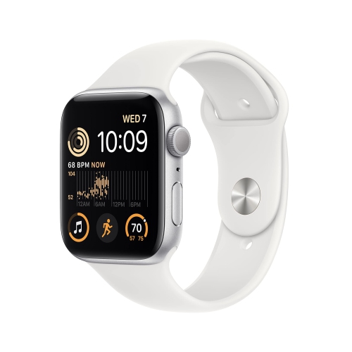 Apple Watch SE (2nd Gen) [GPS 44mm] Smart Watch w/Silver Aluminum Case &  White Sport Band - S/M