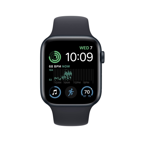 Apple Watch SE [GPS 44mm] Smart Watch w/Midnight Aluminum Case & Midnight Sport Band - M/L.