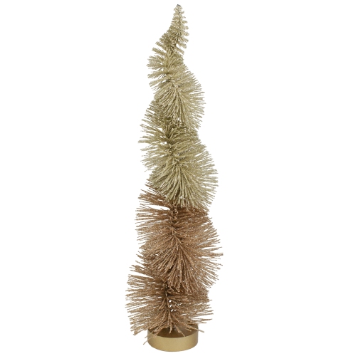 NORTHLIGHT  Glittered Spiral Sisal Christmas Tree Decoration - 14" - Finish In Gold