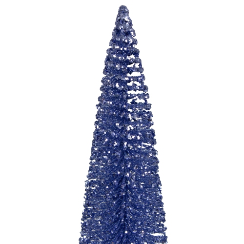 14" Blue Glitter Bottle Brush Sisal Christmas Tree