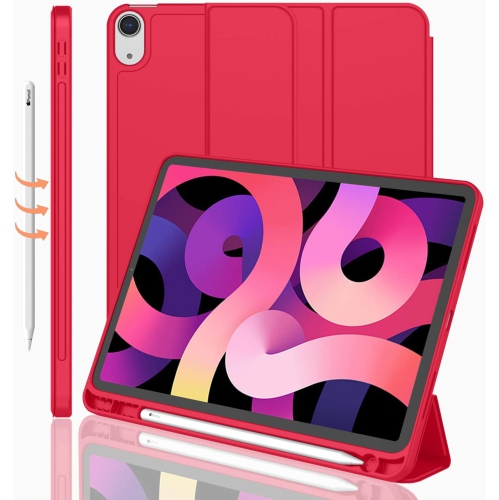 Slim Magnetic Smart Cover Stand Case with Auto Sleep/Wake & Pencil Holder for iPad Air 4 5 4th 5th Gen. 10.9", Red