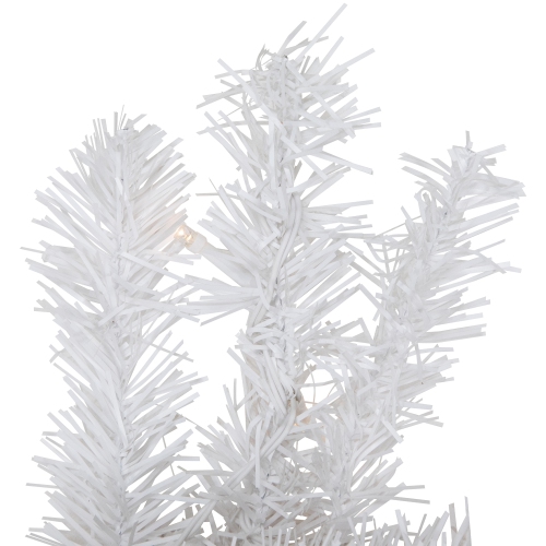 Pre-Lit LED White Canadian Pine Artificial Christmas Wreath, 30-Inch, Clear Lights