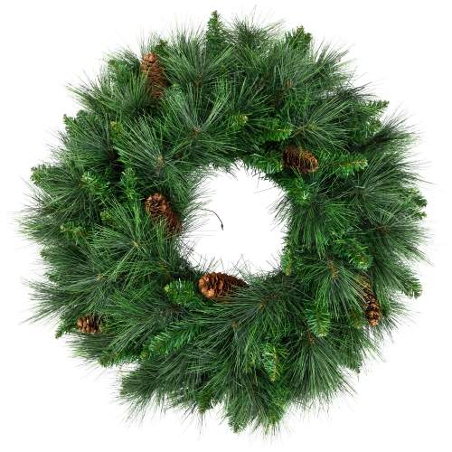 NORTHLIGHT  Mixed Valley Pine With Pine Cones Artificial Christmas Wreath - 24" - Unlit In White