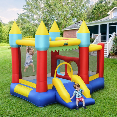 Gymax Inflatable Bounce House Slide Jumping Castle w/ Tunnels Ball Pit & 550W Blower