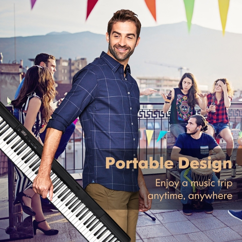 Gymax 88-Key Electric Lighted Piano Portable MIDI Keyboard Split Function Music Stand