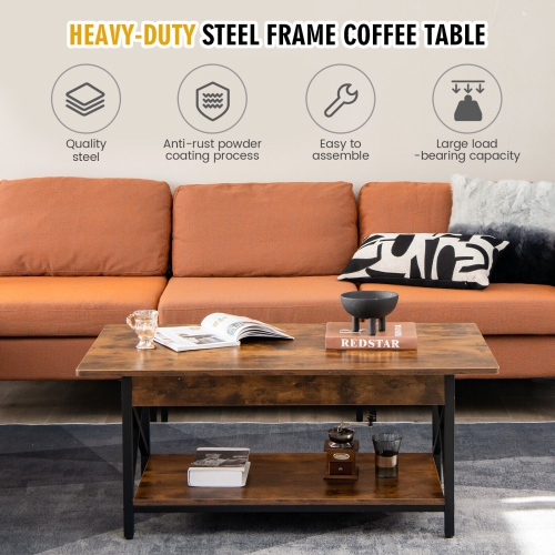 Gymax Coffee Table Industrial 2-Tier w/ Storage Shelf &Storage Shelf for Living Room