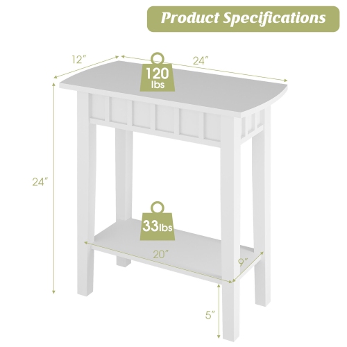 Gymax 2-tier Side End Sofa Coffee Table Nightstand for Bedroom Living Room