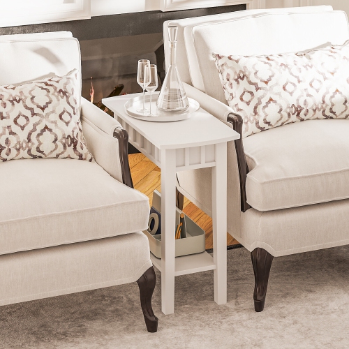 Gymax 2-tier Side End Sofa Coffee Table Nightstand for Bedroom Living Room