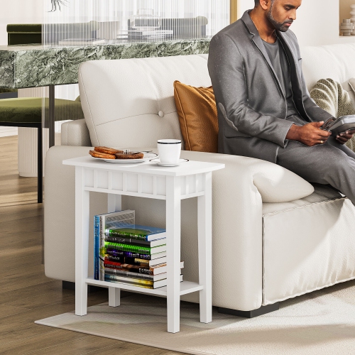 Gymax 2-tier Side End Sofa Coffee Table Nightstand for Bedroom Living Room