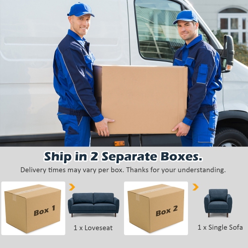 Gymax 2 Pieces Living Room Sofa Set Modern Fabric Sofa Couch & Accent Chair Set