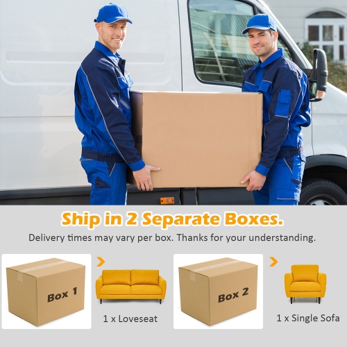 Gymax 2 Pieces Living Room Sofa Set Modern Fabric Sofa Couch & Accent Chair Set