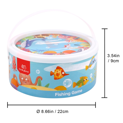 TOOKYLAND Jeu de Pêche Magnétique en Bois- 22pcs - Ensemble d'Animaux Aquatiques et Cannes à Pêche, 3 Ans +