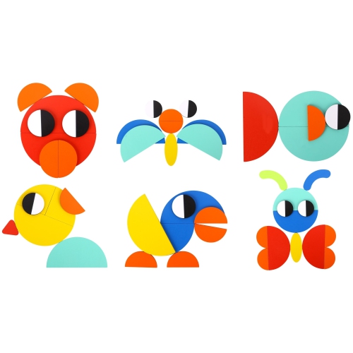 TOOKYLAND Casse-tête de Formes Géométriques en Bois - 55 pcs - Cartes de Référence Incluses, 3 Ans +