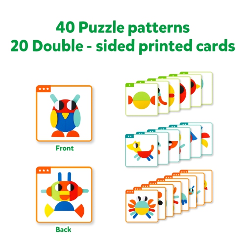 TOOKYLAND Casse-tête de Formes Géométriques en Bois - 55 pcs - Cartes de Référence Incluses, 3 Ans +