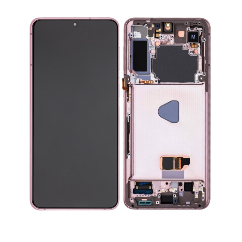 Assemblage DELO de remplacement avec cadre compatible avec le Galaxy S21 plus 5G de Samsung (Violet fantôme/Rose/Doré)