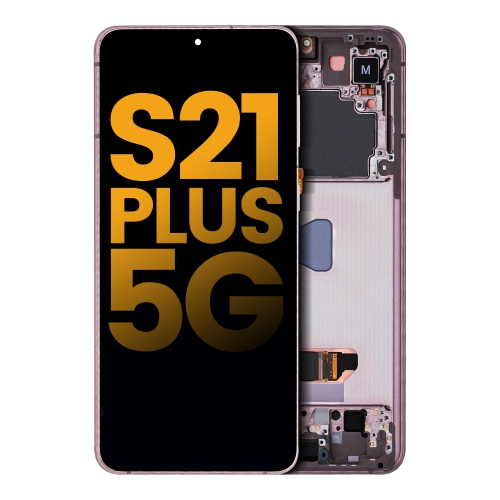 Assemblage DELO de remplacement avec cadre compatible avec le Galaxy S21 plus 5G de Samsung (Violet fantôme/Rose/Doré)