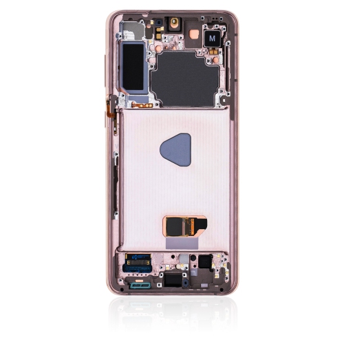 Assemblage DELO de remplacement avec cadre compatible avec le Galaxy S21 plus 5G de Samsung (Violet fantôme/Rose/Doré)