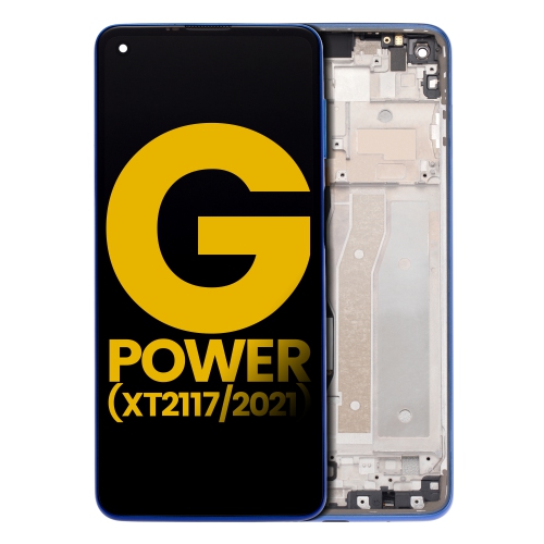 Remis à neuf - assemblage ACL avec cadre compatible avec le Moto G Power de Motorola (XT2117/2021) (Bleu)