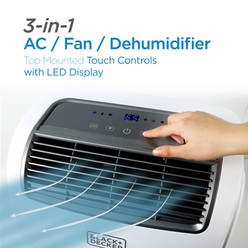 BLACK+DECKER 8,000 BTU Portable Air Conditioner with Remote Control, White