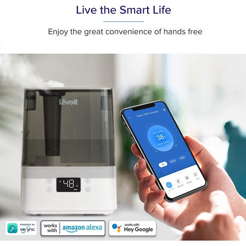Phone Village Levoit Humidifier for Bedroom, Cool Mist Humidifiers for Plants, 6L Top Fill Air Humidifier, Essential Oil Tray, Smart Control, Work