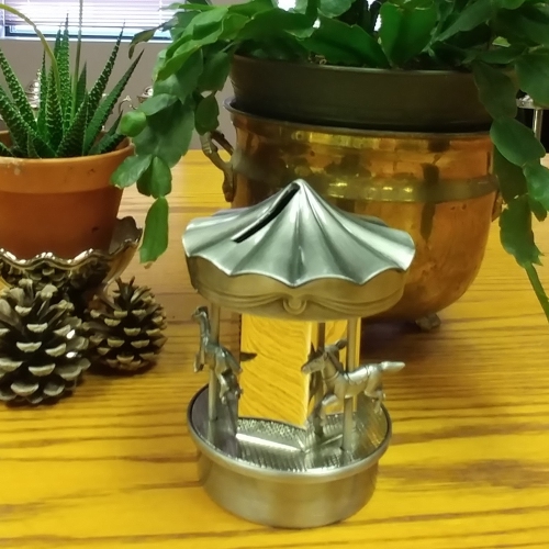 Elegance Pewterplated Carousel Bank