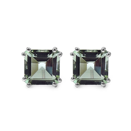 QJ  9.00 Carat Genuine Amethyst Sterling Silver Earrings In Green