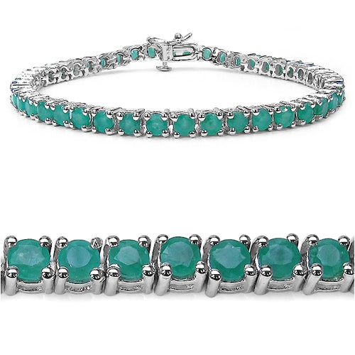 QJ  6.60 Carat Genuine Emerald .925 Sterling Bracelet In Silver