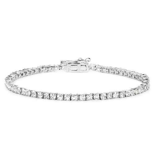 QJ  4.96 Carat Genuine Topaz .925 Sterling Silver Bracelet In White
