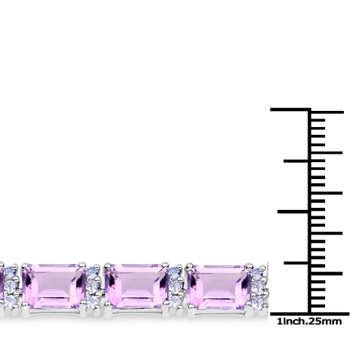 19.19 Carat Genuine Amethyst And Tanzanite .925 Sterling Silver Bracelet