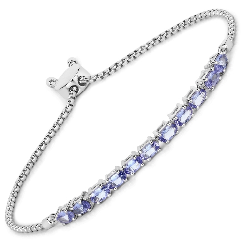 2.40 Carat Genuine Tanzanite .925 Sterling Silver Bracelet