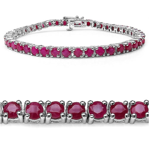 Bracelet en argent sterling avec rubis véritable 7.92 ct