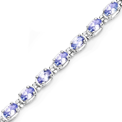 6.00 Carat Genuine Tanzanite .925 Sterling Silver Bracelet