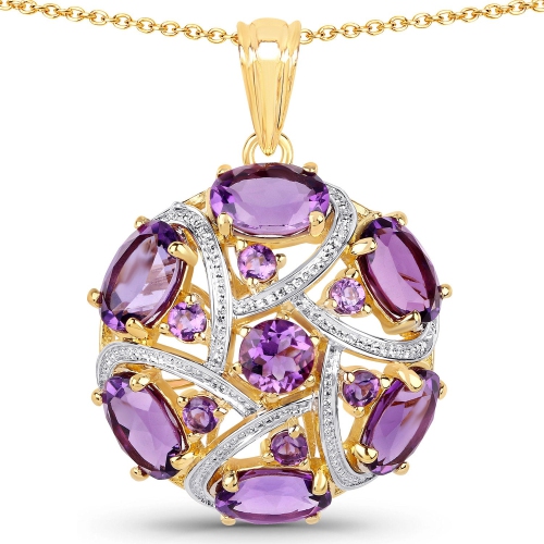 7.69 Carat Genuine Amethyst .925 Sterling Silver Pendant