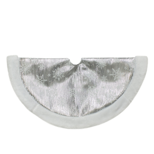 20-Inch Silver and White Metallic Snowflake Mini Christmas Tree Skirt