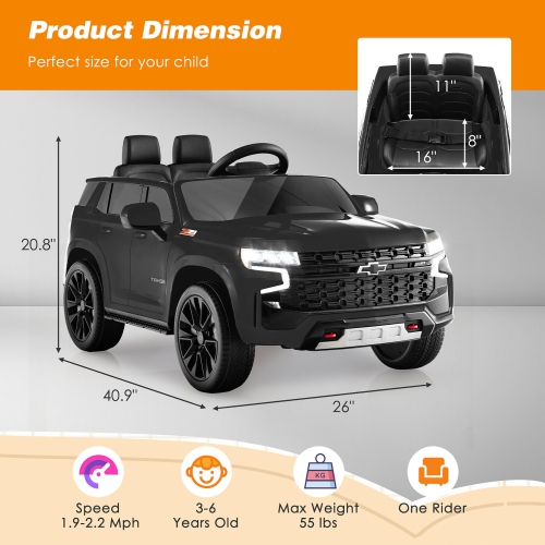 Gymax 12V Kids Ride On Car Chevrolet Tahoe Electric Truck SUV Remote w/ Light & Music
